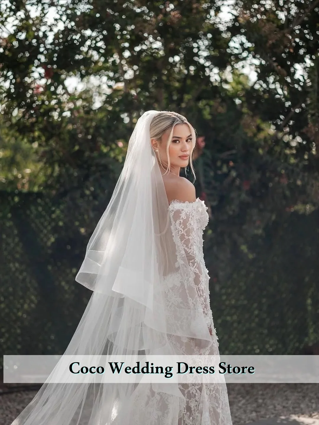 Customized Elegant Sexy Off The Shoulder Mermaid Wedding Dress Lace Long Sleeve Beading Boho Bridal Dresses Vestidos De Novia