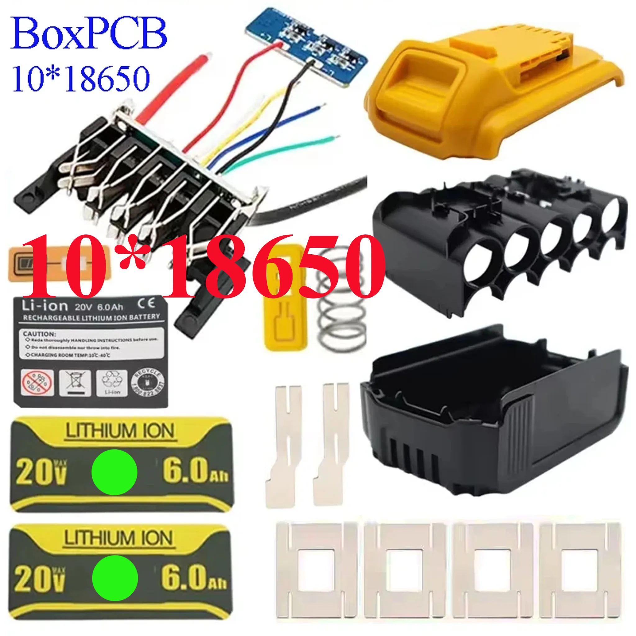 caixa-plastica-para-bateria-li-ion-dewalt-20v-10x18650-com-circuito-de-protecao-de-carga-bms-pcba-para-baterias-de-litio-dcb206-18v