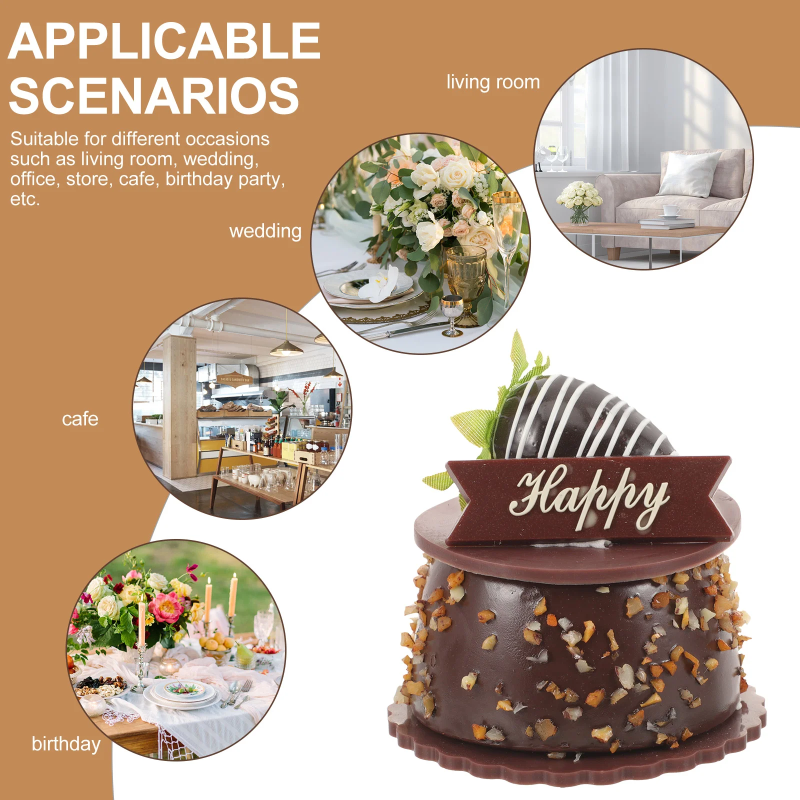 6 Pcs Chocolate Cake Model Artificial Dessert Mini Cake Props Lifelike Simulation Decor False Food Photo Prop Wedding Table