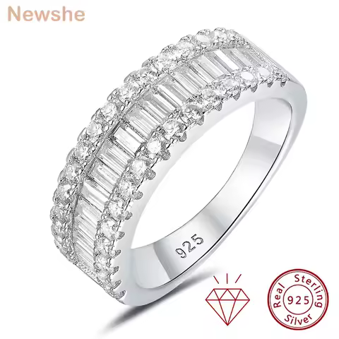 Newshe D Color GRA Certified Moissanite Rings for Women Solid 925 Sterling Silver Yellow Gold Color Wedding Engagement Ring