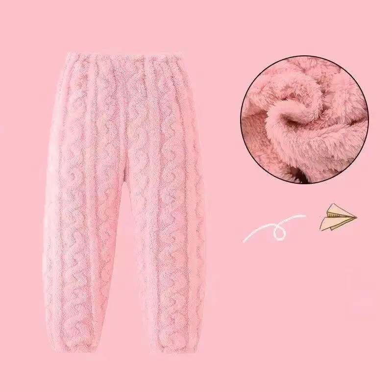 Hot Girl Thicken Coral Fleece Pants Winter Autumn Pajamas Child Versatile Keep Warm Kawaii Fashion New Casual Clothing Homewear