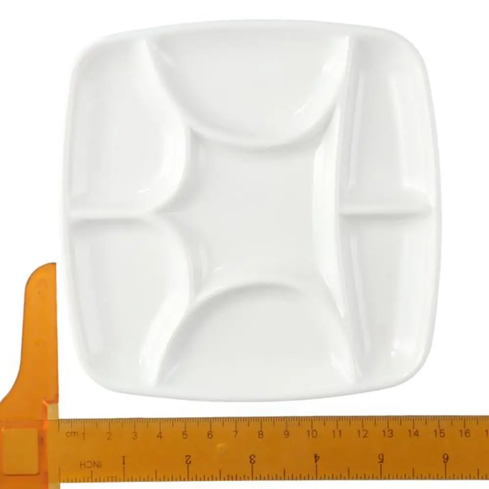 White 7-Will Square Paint Palette Imitation Porcelain 15*15*1.3cm White Ceramic Artist Paint Palette