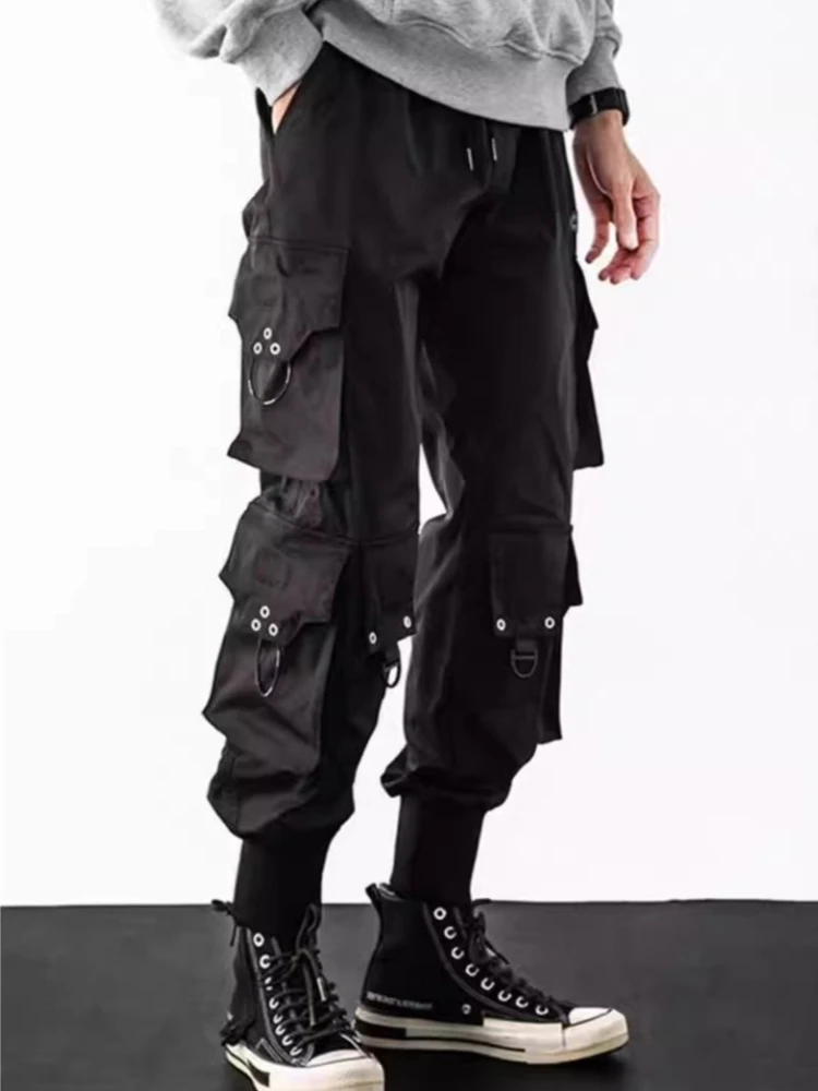 

Мужские брюки-карго свободного кроя с множеством карманов, укороченные, зауженные к низу, в повседневном стиле, для весны и осени