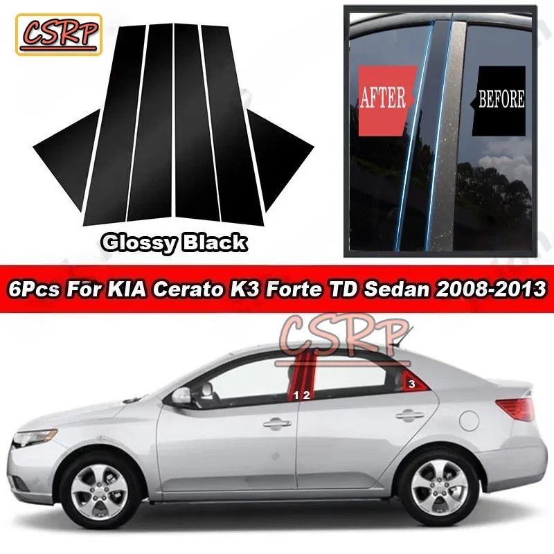 Carbon Fiber Chrome Black Car Door Window Center Middle Column B C Pillar Post Panel Cover Trim Sticker For KIA Forte Cerato TD