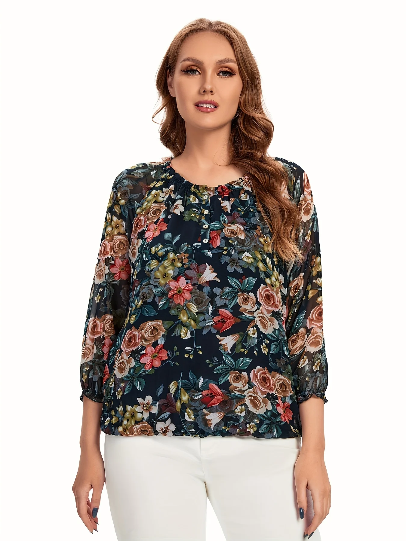 

Женский тканый модный топ больших размеров на весну и осень