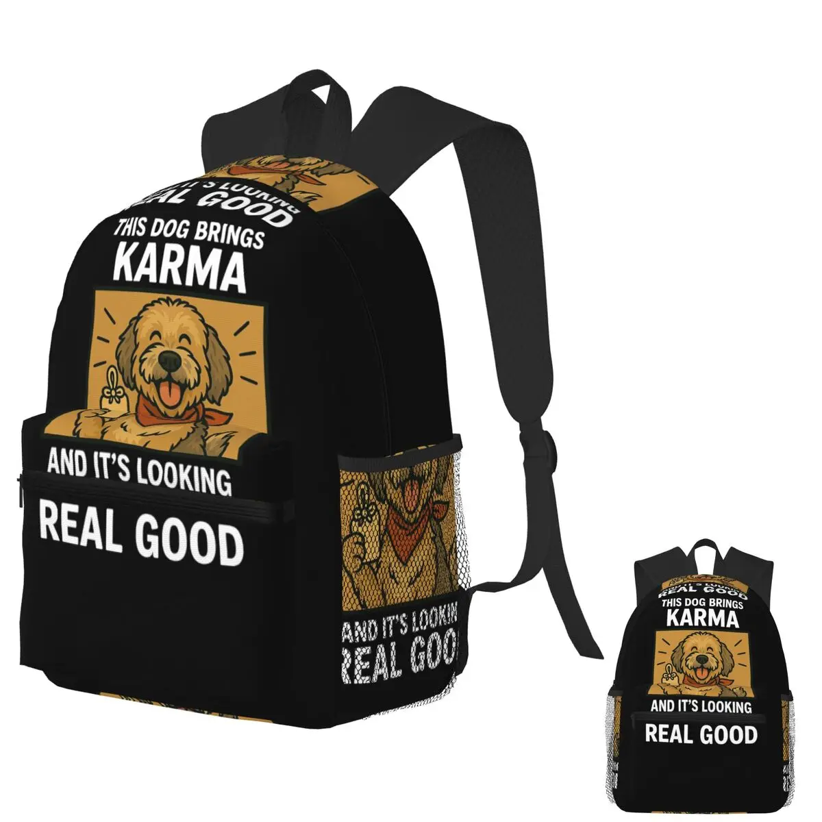 

Cute Soft Coated Wheaten Terrier Good Karma Dog Lucky Mom Dad Kids Backpack Daypack BookBag School Bag Shoulder Bags Men Women