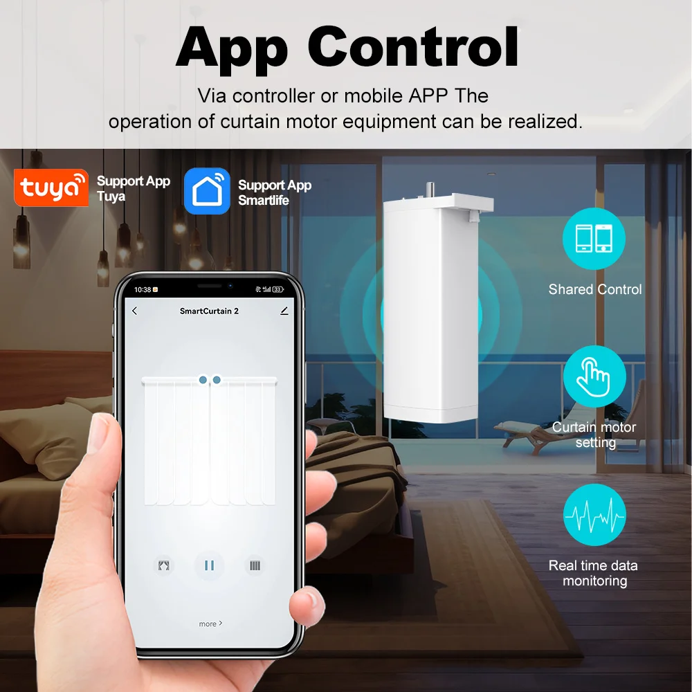 Smart life Tuya Zigbee Electric Curtain Motor automatic Intelligent Support Voice Control Tools Alexa Google Assistant 15cm size