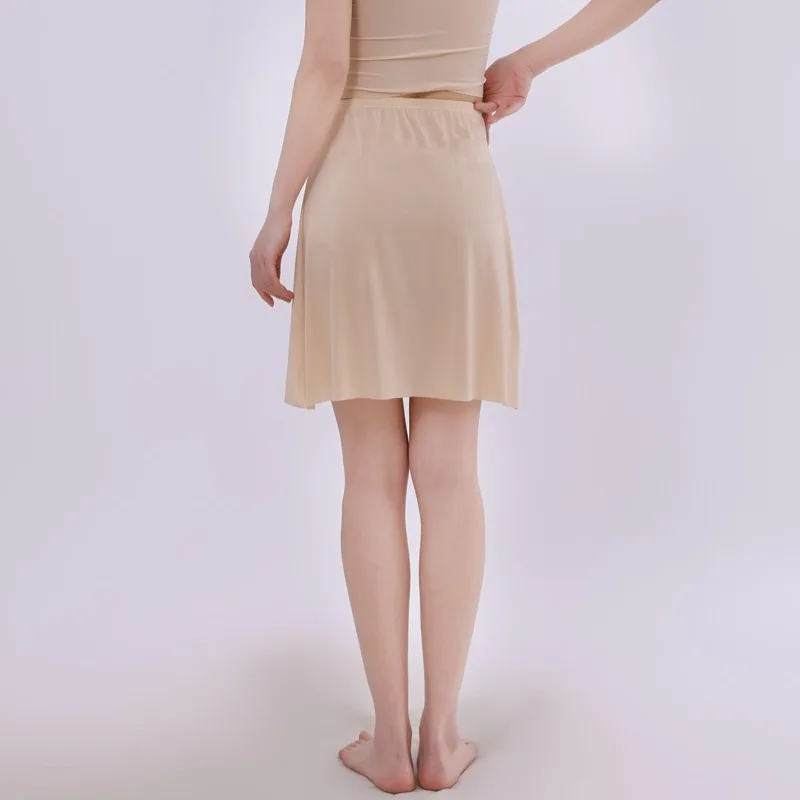 Falda antideslizante sin costuras para verano, enagua transparente con forro de seda, capa de seguridad para vestidos, transpirable, ultrafina