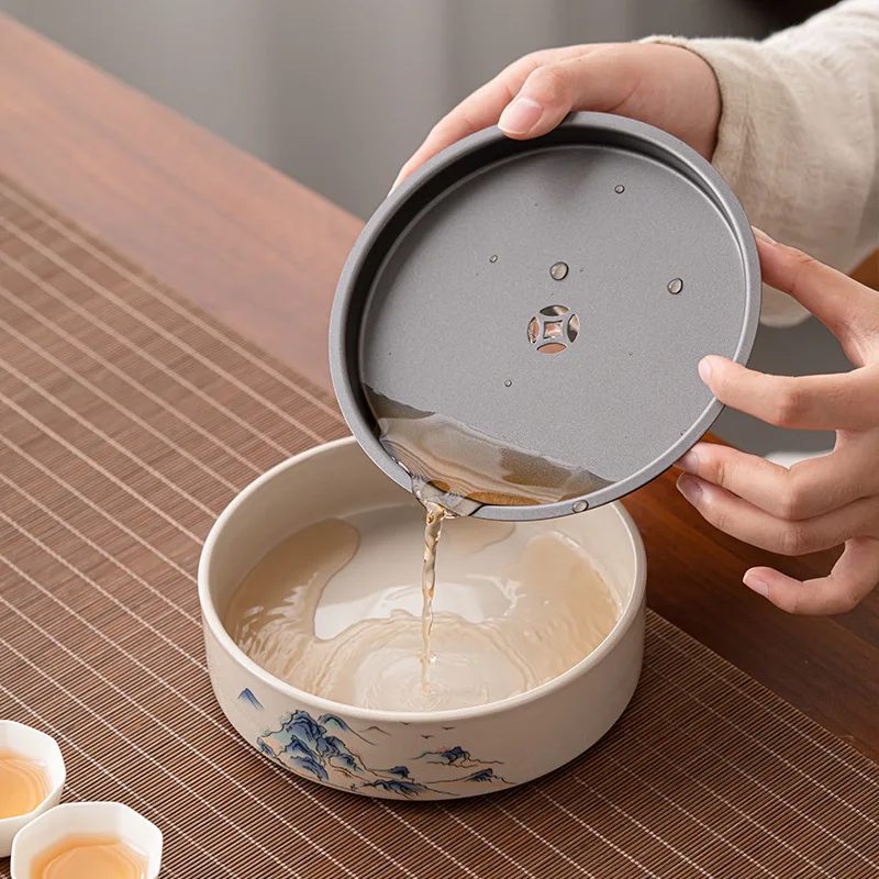 Wood ash pot bearing tray small tea table tea pot bearing retro ceramic dry foam tray home water storage Japanese tea tray