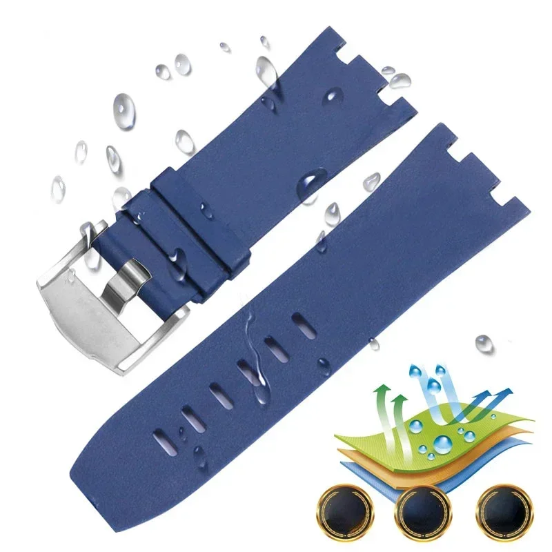 High Quality Men Waterproof Rubber Silicone Watchband for AP Audemars Piguet Royal Oak 15703 15706 15707 26020 28mm Watch Strap