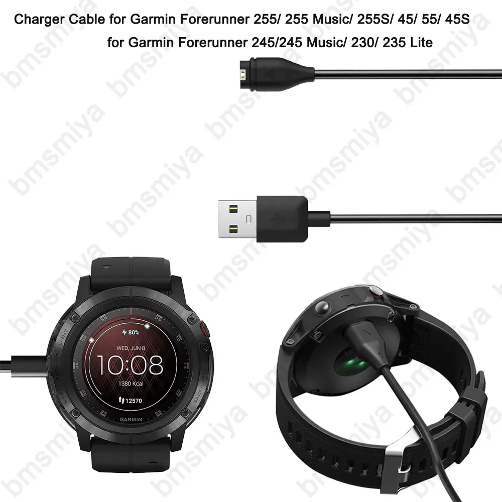 1PCS 1m/3.3ft USB Charging Cable for Garmin Forerunner 255/ 255 Music/ 255S/ 45/ 55/ 45S/ 245/ 230/ 235 Lite Charger Dock