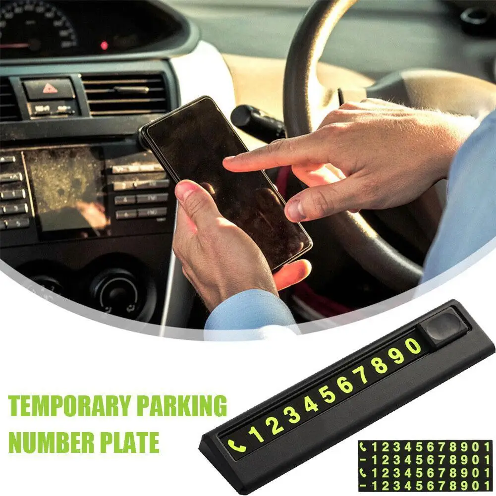 

1PCS Car Styling Temporary Parking Card Plate Telephone Phone Luminous Number Card Card Auto Car Sticker Number Black/white S5R9