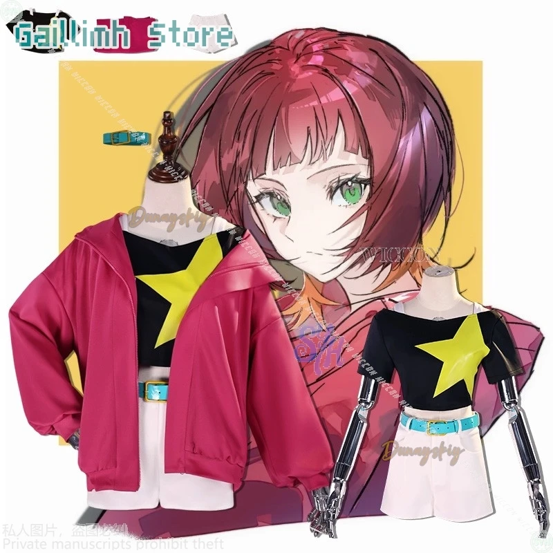 

BEATT Anime BREAKK Cosplay Sakuya Rena Kostuums Hot Pink Punk Fashion Jacket Y2K Star Pattern T-shirt Shorts Halloween Party Cos