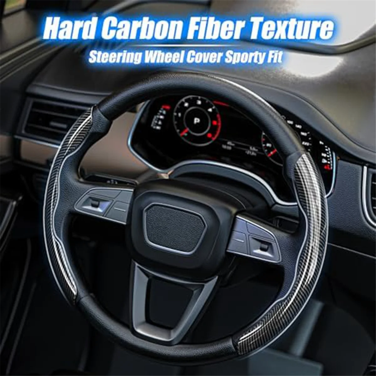 Universal Carbon Fiber Steering Wheel Cover, Hard Car Steering Wheel Cover Protective Film, Anti-Skid Car Wheel Cover