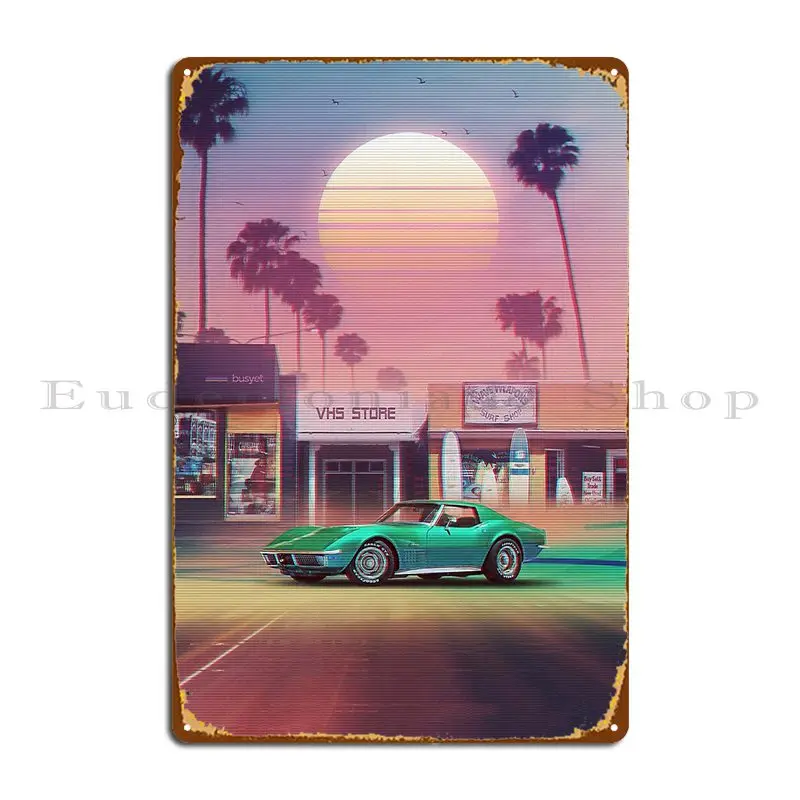 Synthwave Sunset Drive Metal Plaque Designs Cinema Wall Cave Club Pub Tin Sign Poster