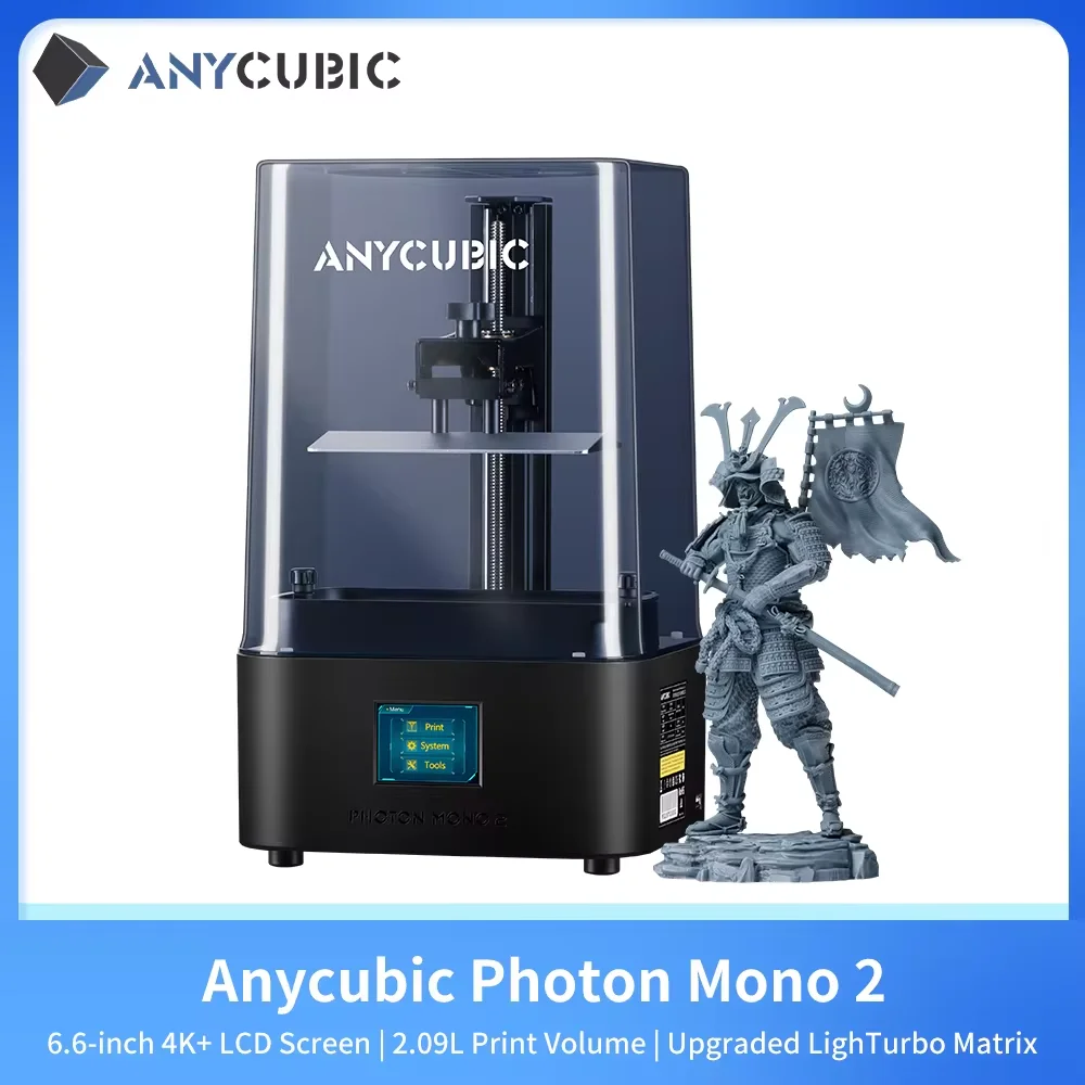 Anycubic Photon Mono 2 4K + 6.6นิ้วเครื่องพิมพ์3D เรซิน LCD UV ความเร็วสูง SLA เครื่องพิมพ์3D ขนาด165*143*89มม.