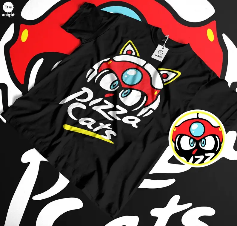 Unisex Samurai Pizza Cats T-Shirt - Retro Anime Action Tee, Cartoon Warrior Feline Top, Nostalgic Japan Series Shirt, Manga Hero