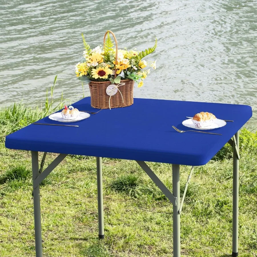 

Квадратная эластичная скатерть-чехол из спандекса для обеденного стола, кухни, дома, вечеринок, синяя, 34x34 дюйма