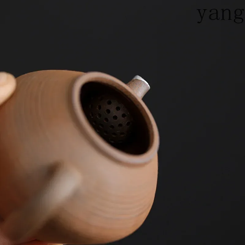 Old Rock Clay Hand Made Teapot Kung Fu Tea Set Retro Coarse Pottery Teapot Chinese Style Zen Tea Infuser Single Pot