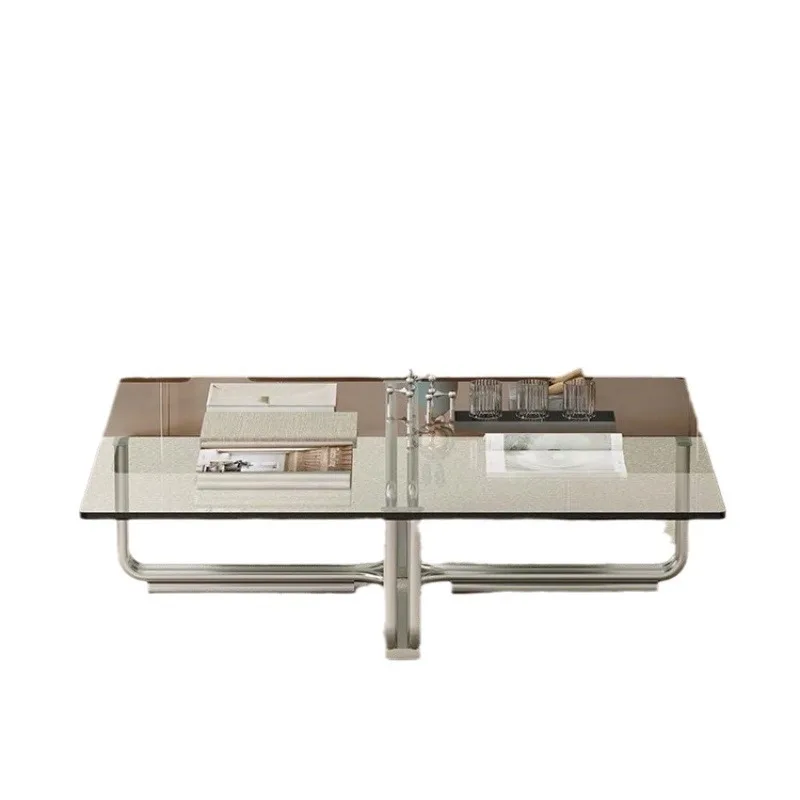 Modern simple medieval glass coffee table living room sofa low table edge table