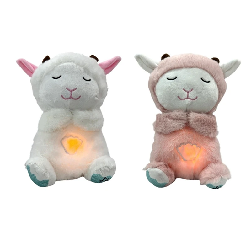 Calming Lamb Plush Baby Sound Machine บรรเทา Snuggle Lamb หายใจตุ๊กตาสัตว์ตุ๊กตาของเล่น Sleeping ของเล่นเด็ก