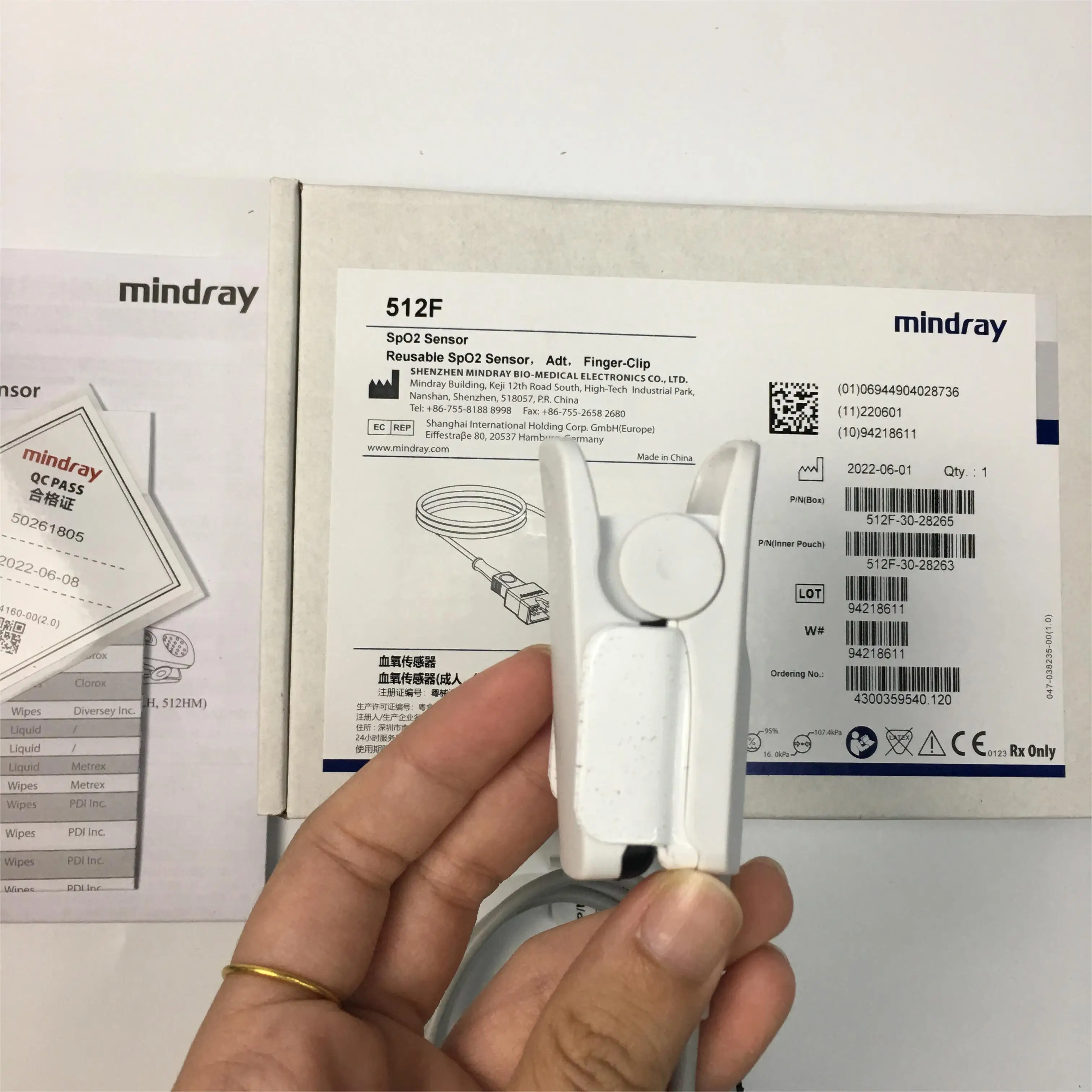 New Original Mindray DPM SpO2 512F Adult Finger Sensor Reusable Adult Finger-Tip SpO2 Sensor 512F-30-2826