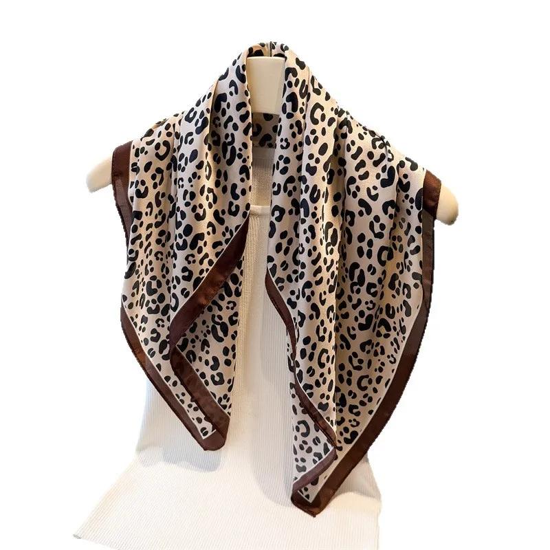 New Fashionable Bandanas Imitation Silk 70*70cm Temperament Square Scarves Women Spring/Summer Soft Satin Leopard Print Scarf view 5