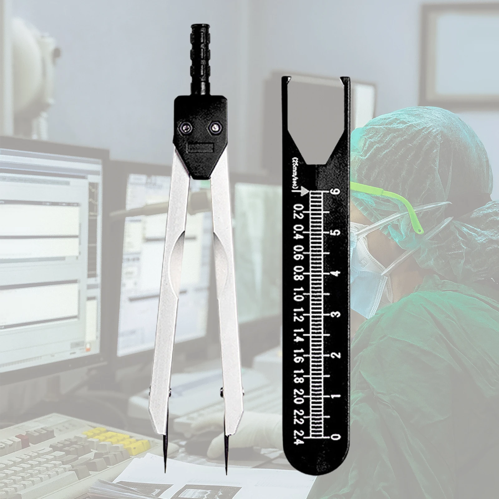 Caliper Ruler Measuring Tool Electrocardiogram Drafting Divider Electrocardiogram Divider Ecg Caliper with Protector Cover