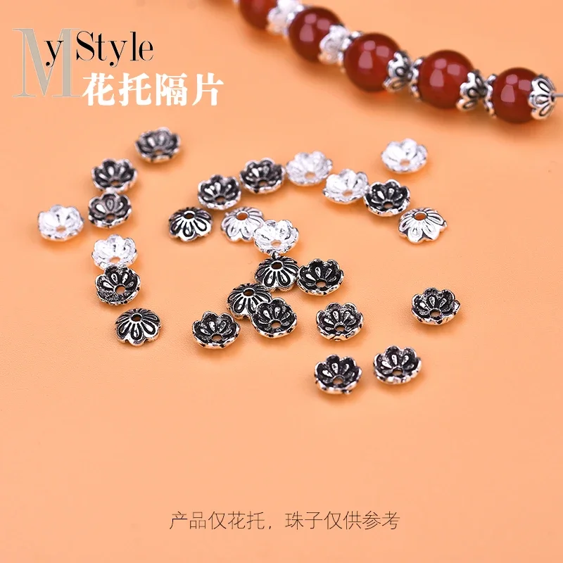10 sztuk 925 Sterling Silver 5mm zakrętka w kształcie kwiatu, pojemnik, kwiat kawałek, koralik kawałek, DIY materiał koralik, kryształowa bransoletka akcesoria