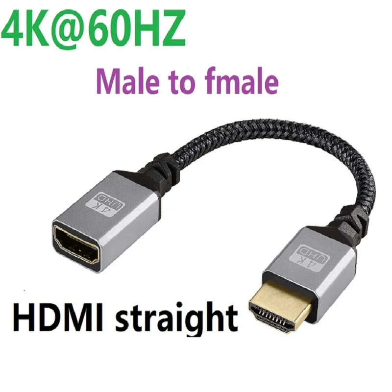 4K UHD V2.0 kabel HDMI 90 stopni w górę/w dół/w lewo/prostopadły HD do HD męski na żeński krótki nylonowy pleciony sznur do kamery HDTV