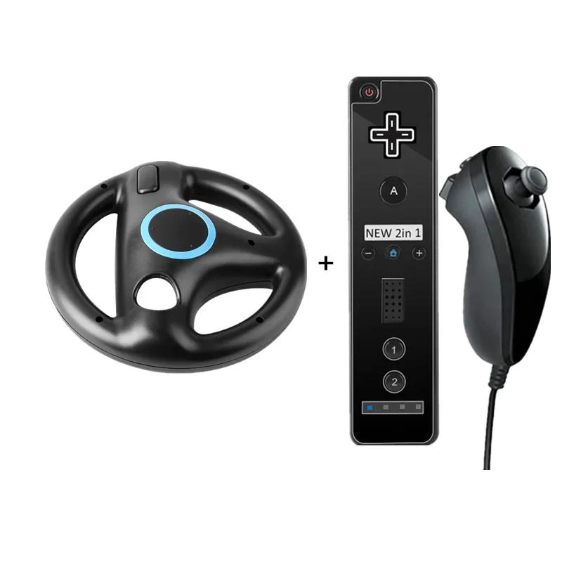 Volante da gioco da 2 pezzi per manico dritto neutro 2 in 1 per telecomando Nintendo Wii Kart Gamepad Controllo giochi