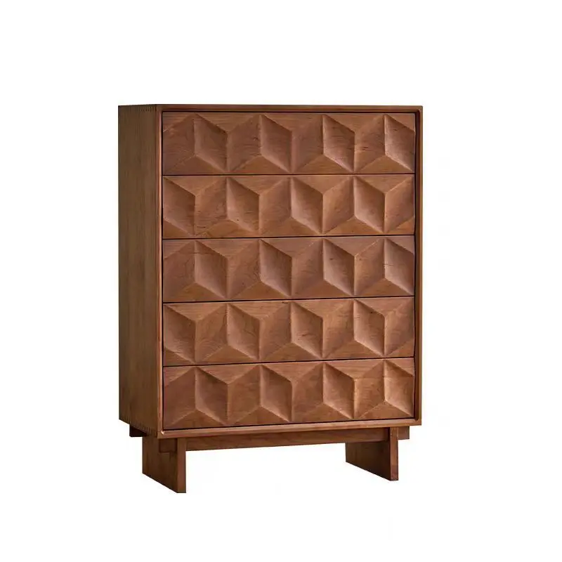 

French retro all-solid wood chest of drawers, living room, bedroom, household multi-functional storage cabinet, locker