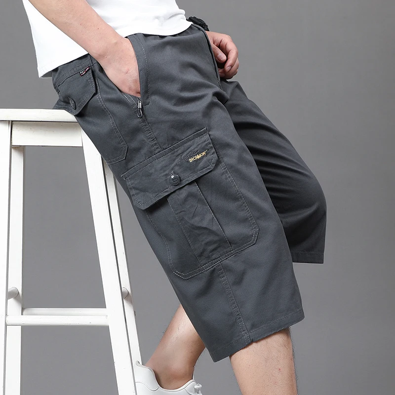 Men\'s Clothing Straight Casual Shorts Commute Daily Summer Solid Color Fashion Pockets Spliced Safari Style All-match Knee Pants