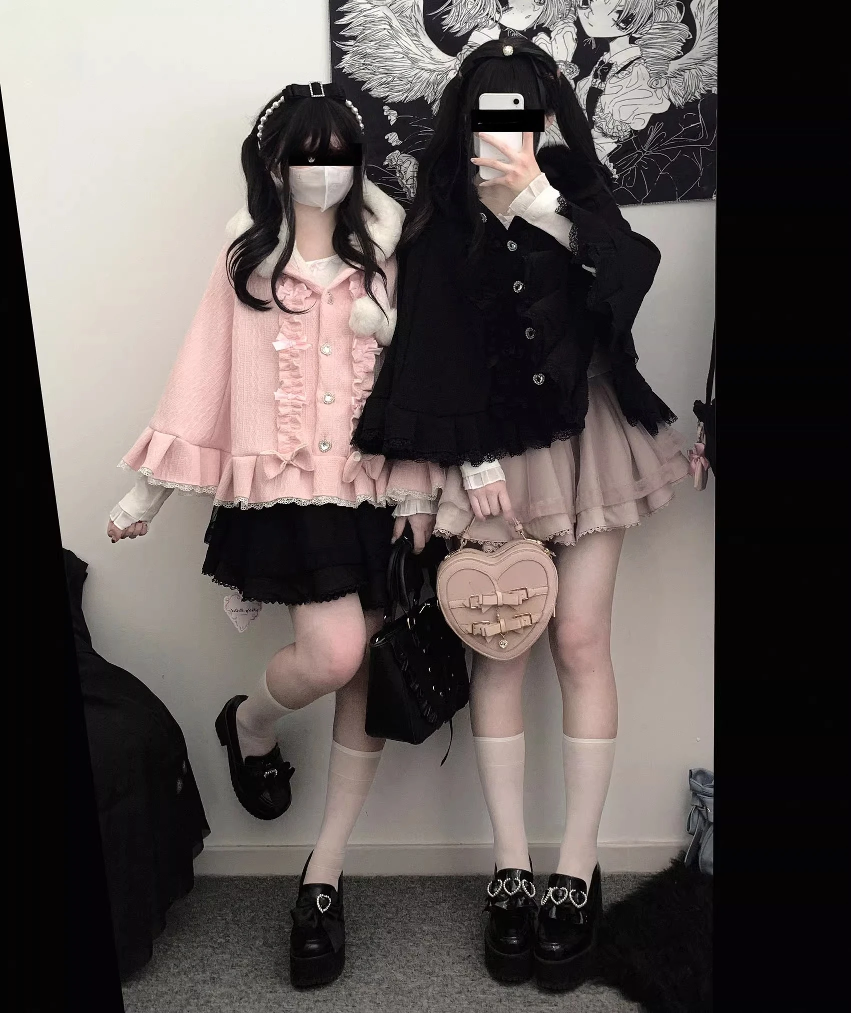 2025 Christmas Winter Cloak Overcoat Women Design Bow  Lolita Hooded Patchwork Kawaii Cope Coat Female Warm Cape Sweet Jackets