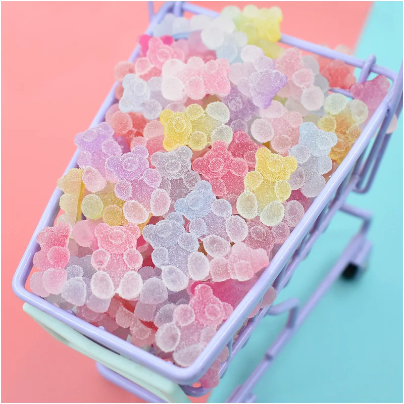 10pcs Sugar Love/Bear/Stars Nail Art Decorations 3D Kawaii Gradient Gummy Bear Nail Charms DIY Manicure Nails Design Accessories