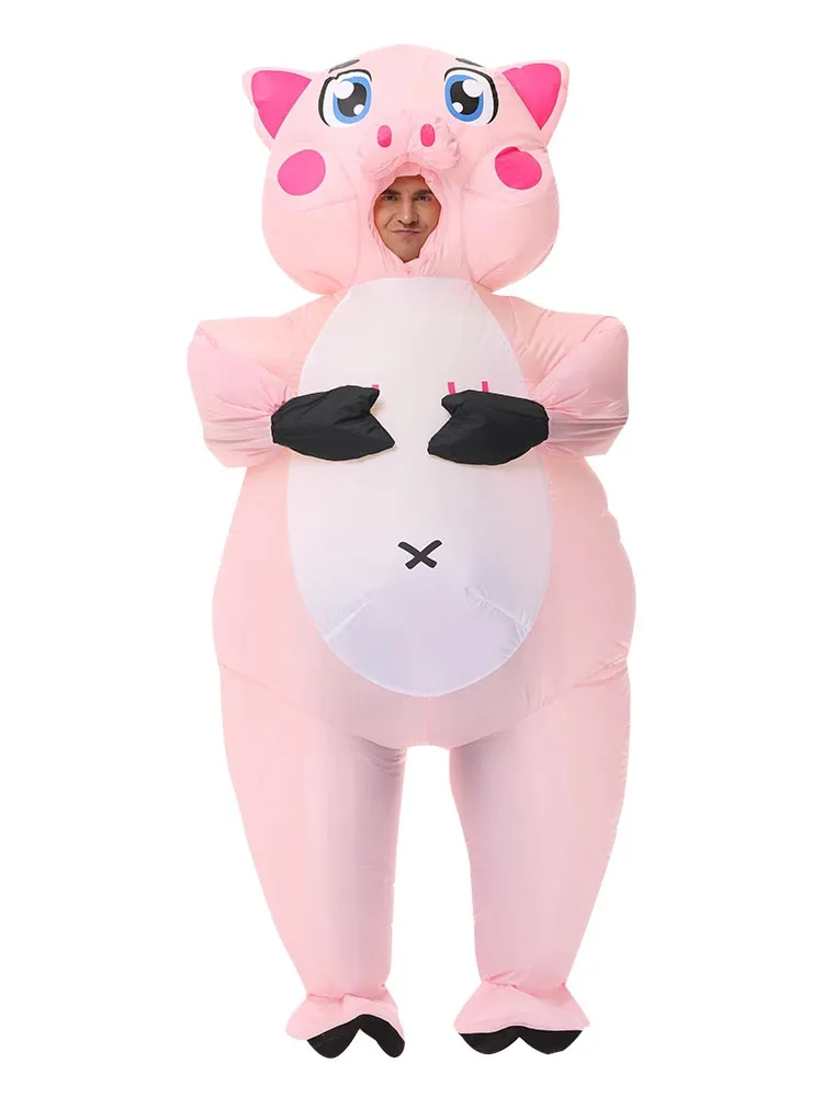 Disfraz inflable de cerdo rosa para adultos, Disfraz de fiesta de Purim para hombre y mujer, Disfraz de fantasía para Halloween, juego de rol