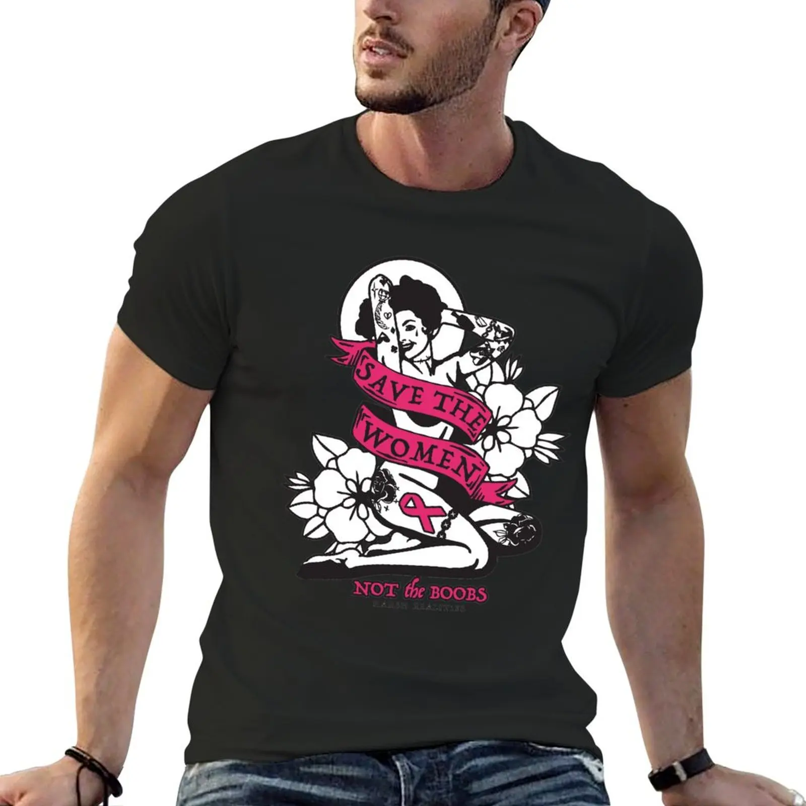 Breast Cancer Pin Up Black and White. Cancer is a unfair fit T-Shirt tees custom t shirt shirts graphic tee men