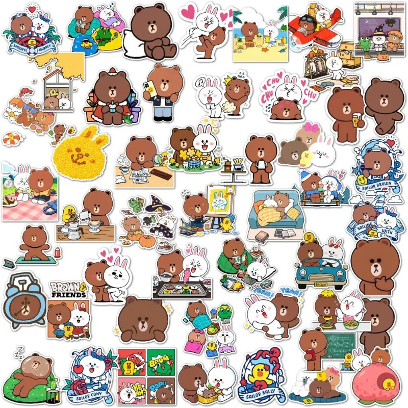 LINE FRIENDS Brown Cony Sally Anime-Style Decorative Stickers for Students’ Luggage Notebooks Phone Cases DIY Graffiti Stickers view 6