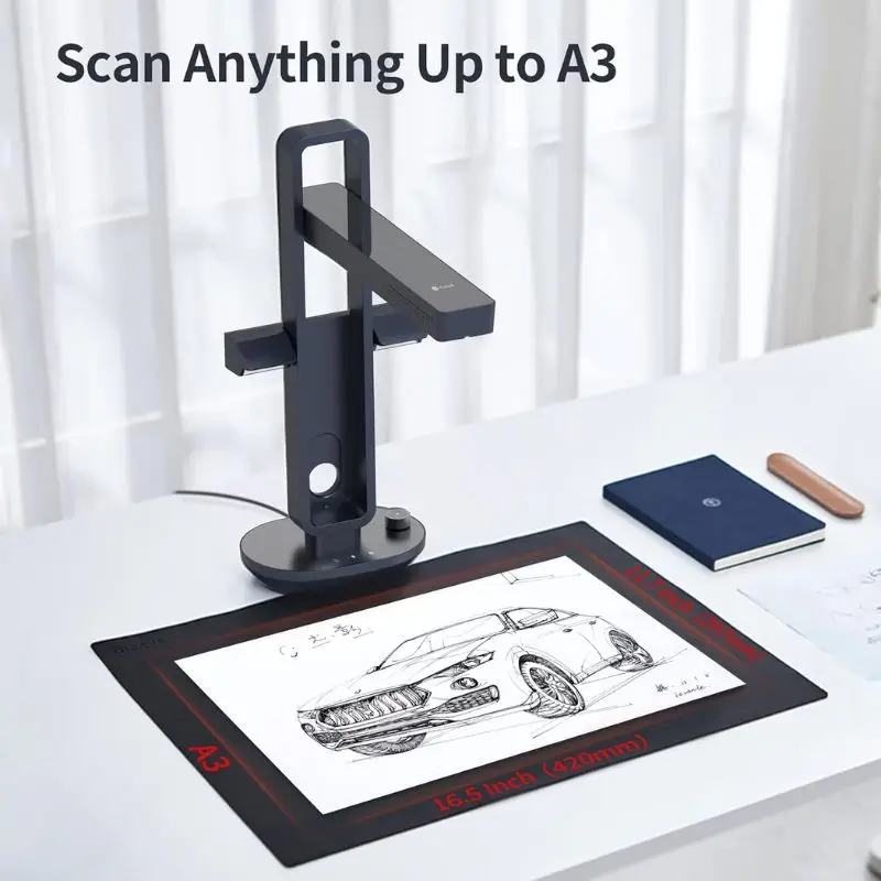 CZUR Aura Pro Book & Document Scanner Capture A3 & A4 Auto-Flatten & Deskew Powered by AI Technology Foldable & Portable Compati