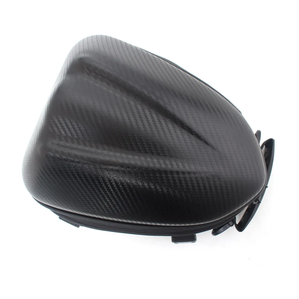 Motorcycle Back Rear Seat Storage Bag Commuter Tail Bag With Strap&Belt Black Nylon PU Leather Carbon Fiber PVC Fabric Universal