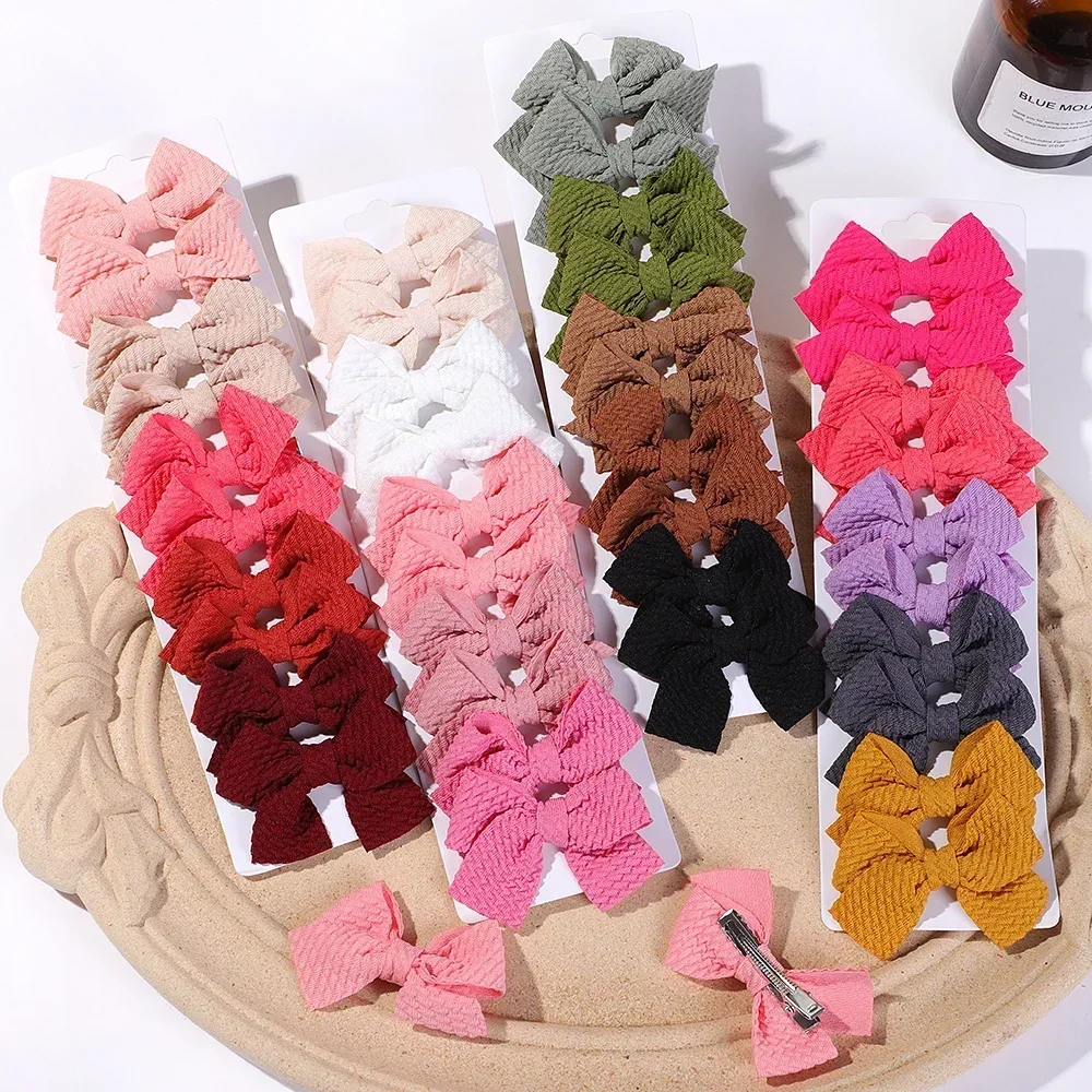 10Pcs/lot Hair Bows Hair Clip Solid Nylon Classic Plaid Pattern Hairgripes Kids Headwear Boutique Girl Hair Accessories Gift Set