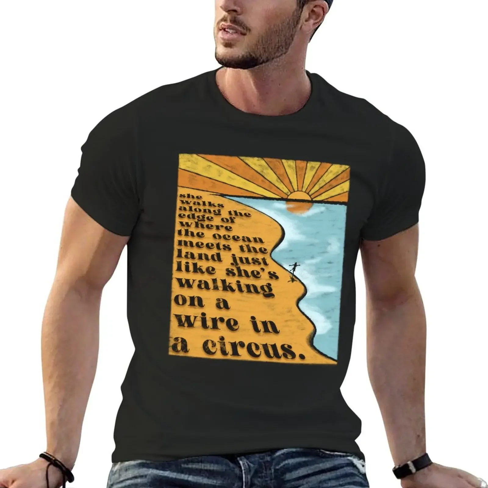 

She Walks Along The Edge T-Shirt cute tops aesthetic clothes Aesthetic clothing mens fashion