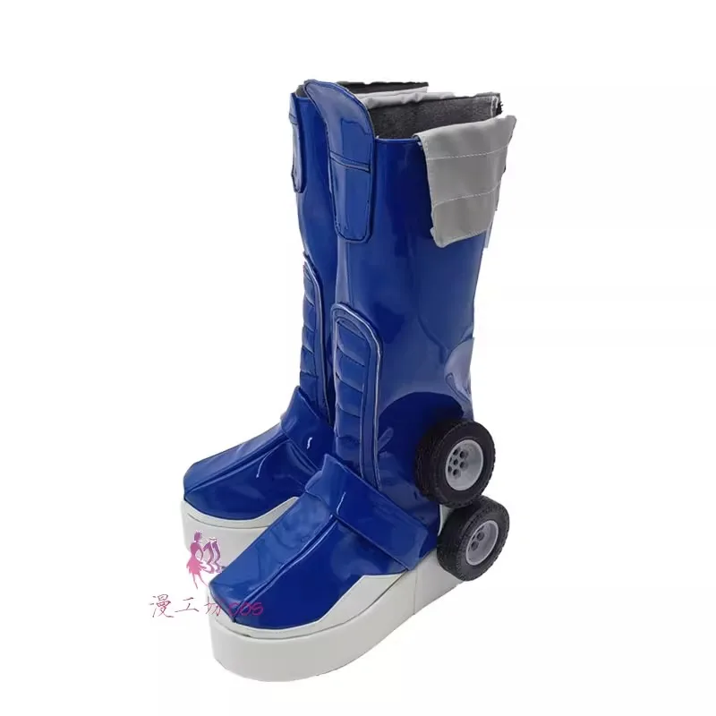 Anime Cross Frame Girl Optimus Prime Cosplay Costume Shoes Blue Handmade Faux Leather Boots