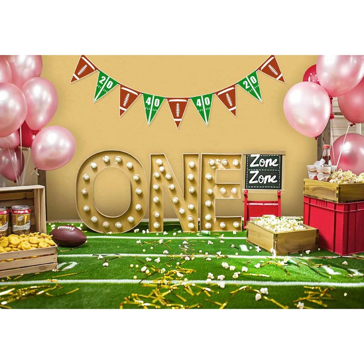 

Allenjoy Football Happy 1st Birthday Backdrop