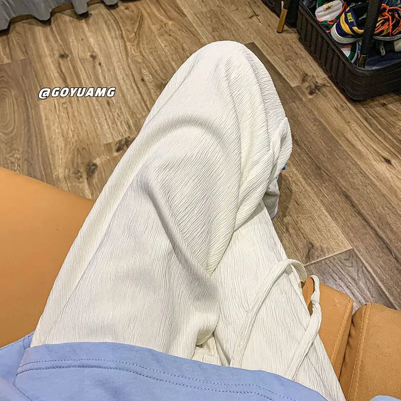 Men's Summer Straight Loose American High Street Ins Trendy Ice Silk Draped Wide-leg Casual Trousers