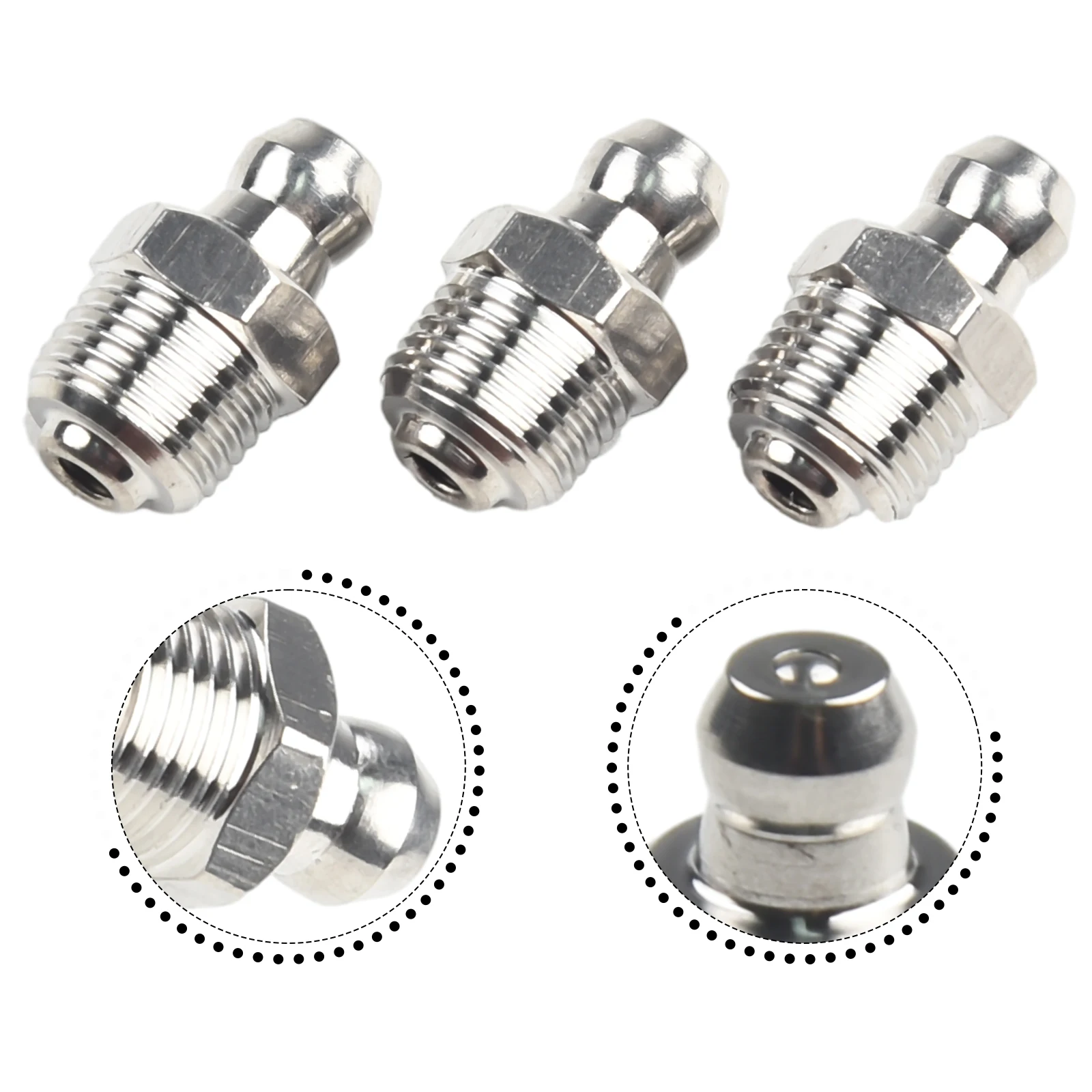 10pcs Grease Accessories Grease Accessories 18 Mm / 0.71 Inches For Most Mechanical Equipment M10 X 1 201 Stainless Steel