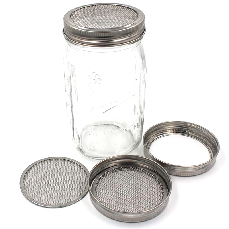 Set Of 2 Stainless Steel Sprouting Jar Lid Kit For Superb Ventilation Fit For Wide Mouth Jars Canning Jars For Making Organic Sp