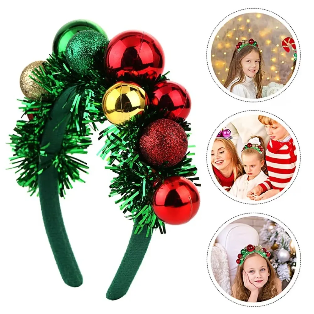 

Colored Balls Christmas Headband Green Ribbon Cosplay Party Headband Performance Personality Holiday Hair Accessories