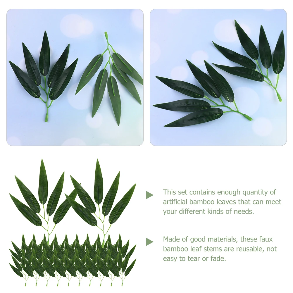 

30Pcs Artificial Bamboo Leaves Realistic Fake Bamboo Leaf Stems for Home Restaurant Wedding Party Decorations Garland