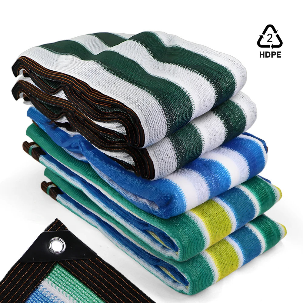 

3-полосные узоры, 95% затемняющая ткань из HDPE с втулками, УФ-блокирующая сетка для конфиденциальности для сада, патио, балкона, забора для птицы, сетки